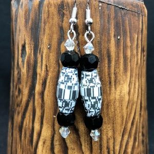 Black & White Handmade Bead Earrings